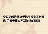 今日更新为什么手机号搜索不到微信 手机号搜索不到微信的原因