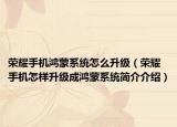 荣耀手机鸿蒙系统怎么升级（荣耀手机怎样升级成鸿蒙系统简介介绍）