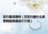 还行是词语吗（可还行是什么意思网络用语简介介绍）