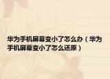 华为手机屏幕变小了怎么办（华为手机屏幕变小了怎么还原）