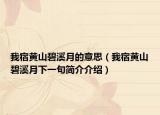 我宿黄山碧溪月的意思（我宿黄山碧溪月下一句简介介绍）