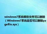 windows7系统哪些文件可以删除（Windows7系统是否可以删除pagefile.sys）