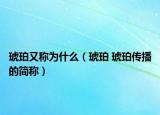 琥珀又称为什么（琥珀 琥珀传播的简称）
