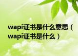 wapi证书是什么意思（wapi证书是什么）