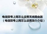 电信拨号上网怎么设置无线路由器（电信拨号上网怎么设置简介介绍）