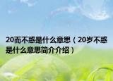 20而不惑是什么意思（20岁不惑是什么意思简介介绍）