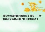 国宝大熊猫的题目怎么写（国宝——大熊猫这个标题运用了什么说明方法）