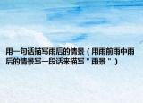 用一句话描写雨后的情景（用雨前雨中雨后的情景写一段话来描写＂雨景＂）