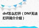 dnf怎么打开（DNF无法打开简介介绍）
