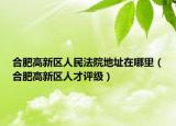 合肥高新区人民法院地址在哪里（合肥高新区人才评级）
