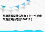华夏蓝筹是什么基金（问一个基金华夏蓝筹的问题160311）