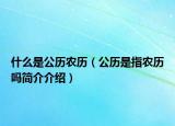 什么是公历农历（公历是指农历吗简介介绍）