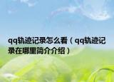 qq轨迹记录怎么看（qq轨迹记录在哪里简介介绍）