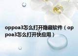 oppoa3怎么打开隐藏软件（oppoa3怎么打开快应用）
