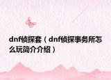 dnf侦探套（dnf侦探事务所怎么玩简介介绍）