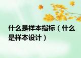 什么是样本指标（什么是样本设计）