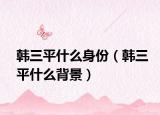 韩三平什么身份（韩三平什么背景）
