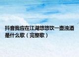 抖音我应在江湖悠悠饮一壶浊酒是什么歌（完整歌）