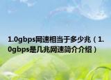 1.0gbps网速相当于多少兆（1.0gbps是几兆网速简介介绍）