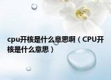 cpu开核是什么意思啊（CPU开核是什么意思）