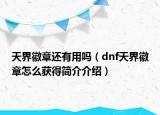 天界徽章还有用吗（dnf天界徽章怎么获得简介介绍）