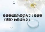 梁静茹情歌的歌词含义（梁静茹《情歌》的歌词含义）