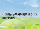 什么叫ppp项目识别阶段（什么叫PPP项目）