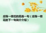 庄稼一枝花的后面一句（庄稼一枝花的下一句简介介绍）