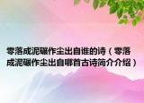 零落成泥碾作尘出自谁的诗（零落成泥碾作尘出自哪首古诗简介介绍）
