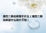 液态二氧化碳用于什么（液态二氧化碳是什么简介介绍）