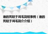 谁的死轻于鸿毛简短事例（谁的死轻于鸿毛简介介绍）