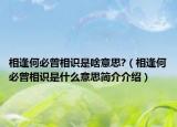 相逢何必曾相识是啥意思?（相逢何必曾相识是什么意思简介介绍）