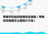 苹果手机如何使用语音信箱（苹果语音信箱怎么用简介介绍）