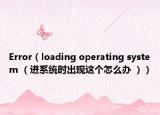 Error（loading operating system （进系统时出现这个怎么办 ））