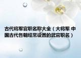古代将军官职名称大全（大将军 中国古代各朝经常设置的武官职名）