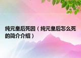 纯元皇后死因（纯元皇后怎么死的简介介绍）