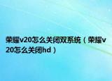 荣耀v20怎么关闭双系统（荣耀v20怎么关闭hd）