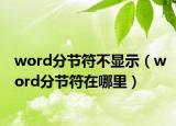 word分节符不显示（word分节符在哪里）