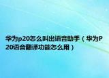 华为p20怎么叫出语音助手（华为P20语音翻译功能怎么用）