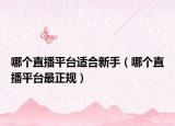 哪个直播平台适合新手（哪个直播平台最正规）