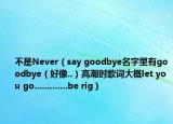 不是Never（say goodbye名字里有goodbye（好像..）高潮时歌词大概let you go.............be rig）