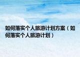 如何落实个人旅游计划方案（如何落实个人旅游计划）