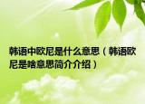 韩语中欧尼是什么意思（韩语欧尼是啥意思简介介绍）