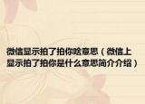 微信显示拍了拍你啥意思（微信上显示拍了拍你是什么意思简介介绍）