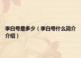 李白号是多少（李白号什么简介介绍）