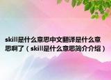 skill是什么意思中文翻译是什么意思啊了（skill是什么意思简介介绍）