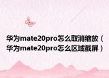 华为mate20pro怎么取消缩放（华为mate20pro怎么区域截屏）