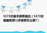 5173交易手续费谁出（5173交易服务费\手续费怎么算?）