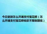 今日更新怎么开通支付宝花呗（怎么开通支付宝花呗收款不限制额度）