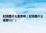 封测是什么意思呢（封测是什么意思\